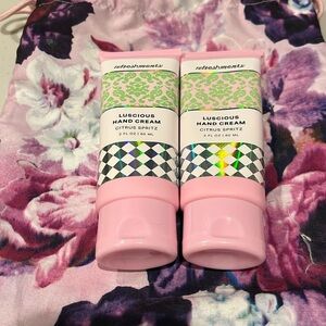 Set of 2!  Refreshments - Luscious hand cream / hand lotion in citrus spritz NWT